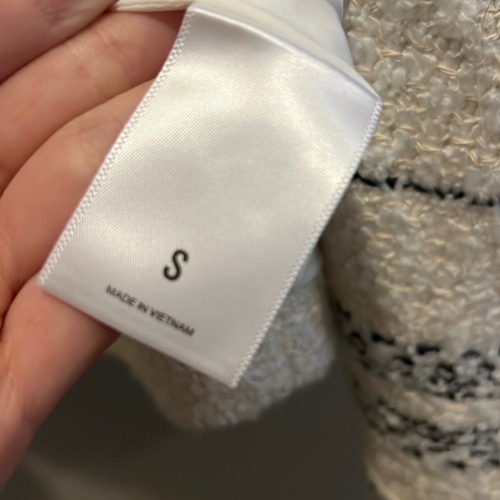 Express Navy Stripe Draped Boucle Blazer | S - image 7